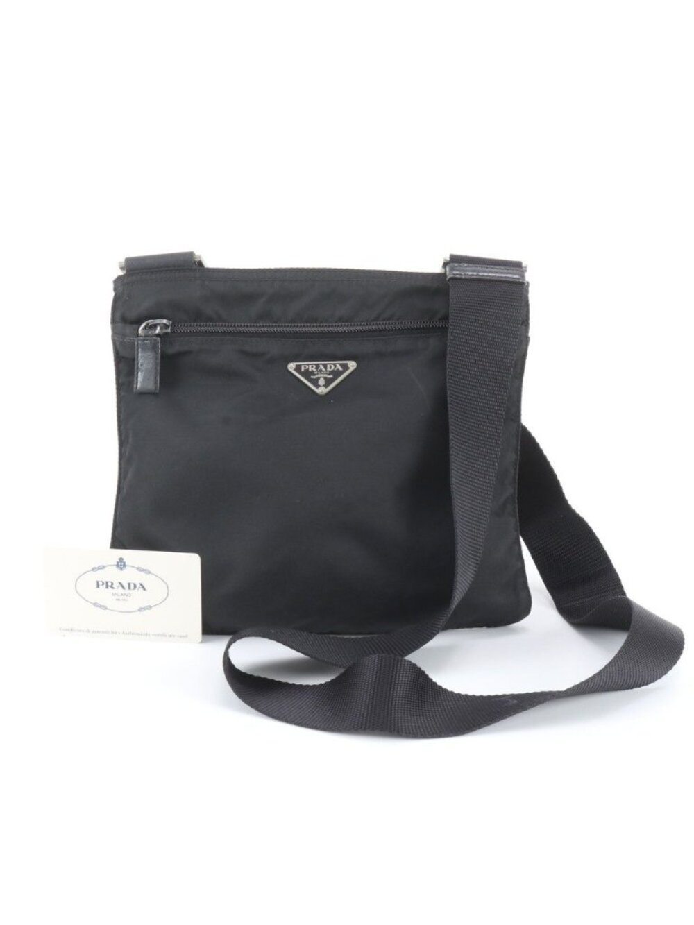Prada Tessuto Nylon Leather Shoulder Bag Crossbody Black